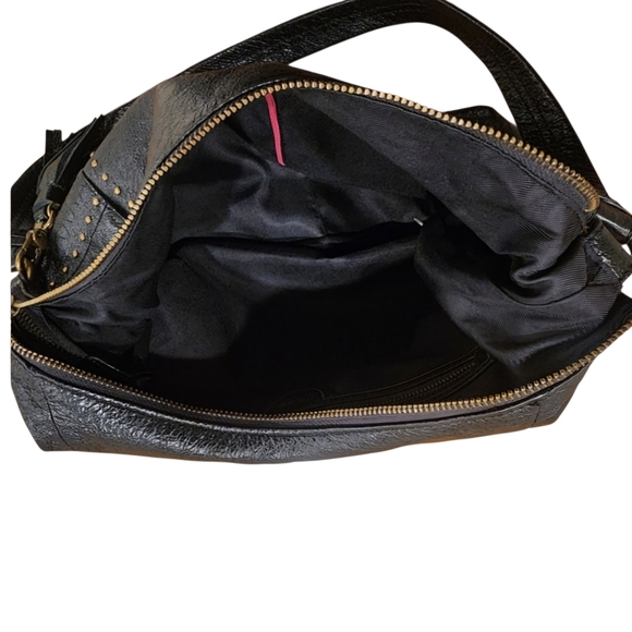 The Sak Keira Bohemian StyleBlack Genuine Leather StuddedHobo Shoulder Bag Black - Picture 6 of 9
